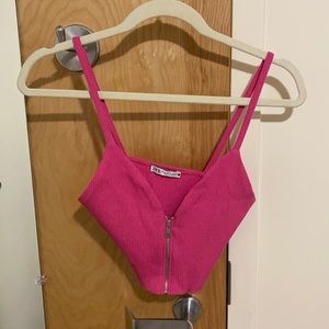 Zara Fuscia Pink Zip-up Tanktop